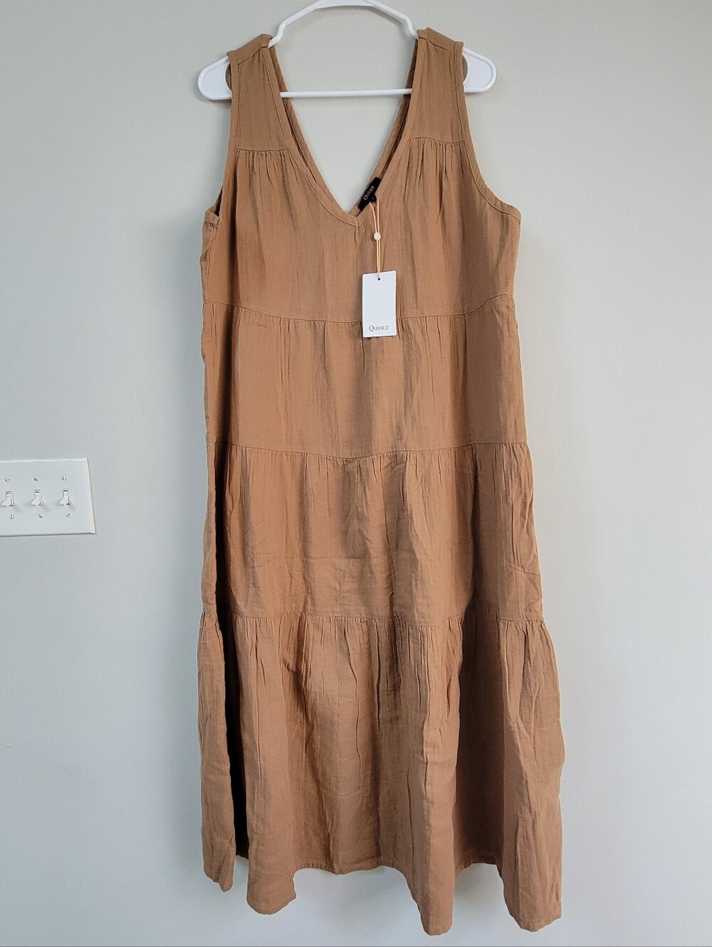 NWT Quince Gauze Tiered Maxi Dress Women Size L Relaxed Capsule Boho Hippie
